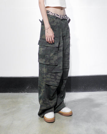 美式 街頭 迷彩 堆積感 工裝 長褲