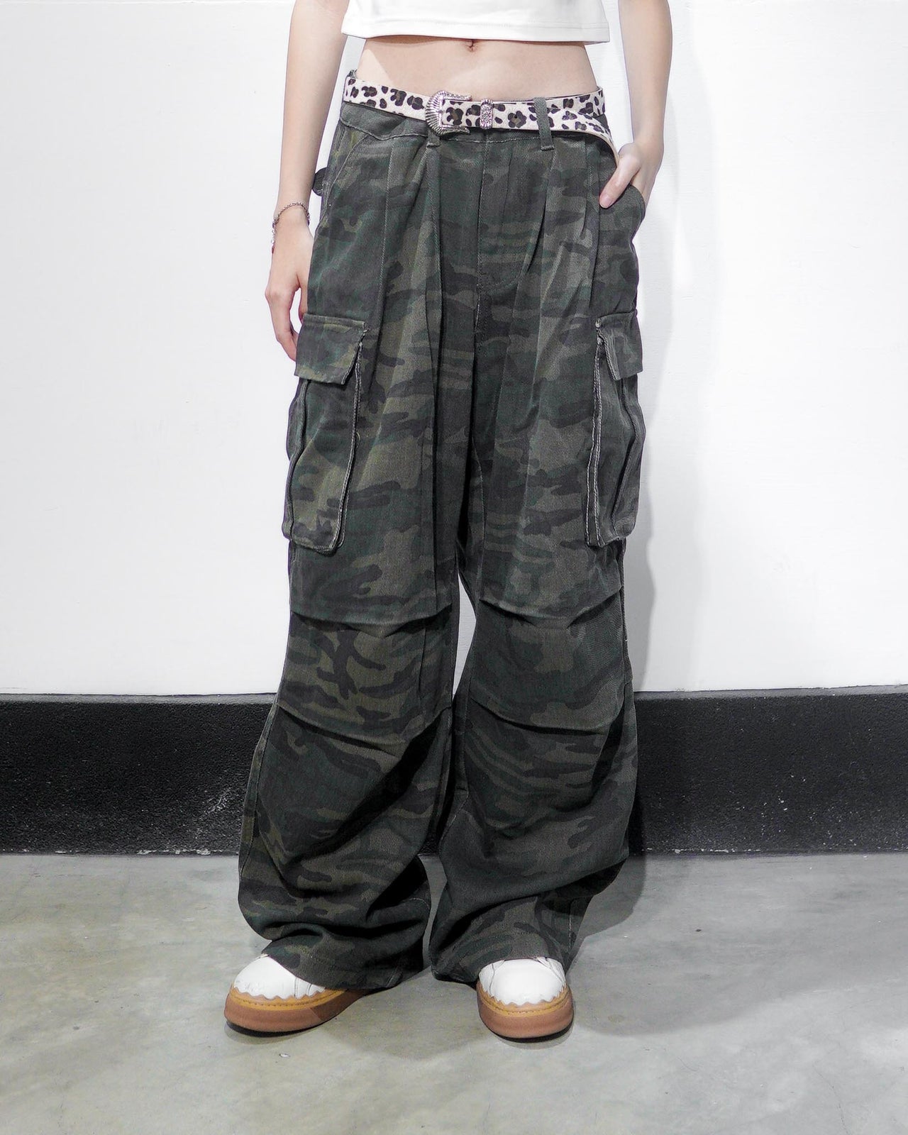 美式 街頭 迷彩 堆積感 工裝 長褲