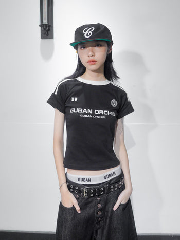 “MADE 𝗚𝘂𝗯𝗮𝗻 " 美式 條紋 撞色 修身 原創 短板 240G 上衣