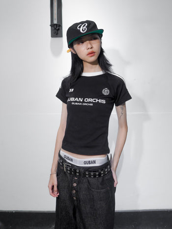 “MADE 𝗚𝘂𝗯𝗮𝗻 " 美式 條紋 撞色 修身 原創 短板 240G 上衣