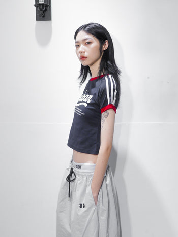 “MADE 𝗚𝘂𝗯𝗮𝗻 " 美式 條紋 撞色 修身 原創 短板 240G 上衣