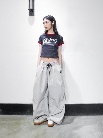 “MADE 𝗚𝘂𝗯𝗮𝗻 " 美式 條紋 撞色 修身 原創 短板 240G 上衣