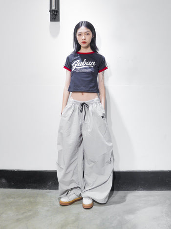 “MADE 𝗚𝘂𝗯𝗮𝗻 " 美式 條紋 撞色 修身 原創 短板 240G 上衣