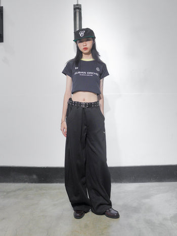 美式復古廓形彎刀運動寬鬆褲