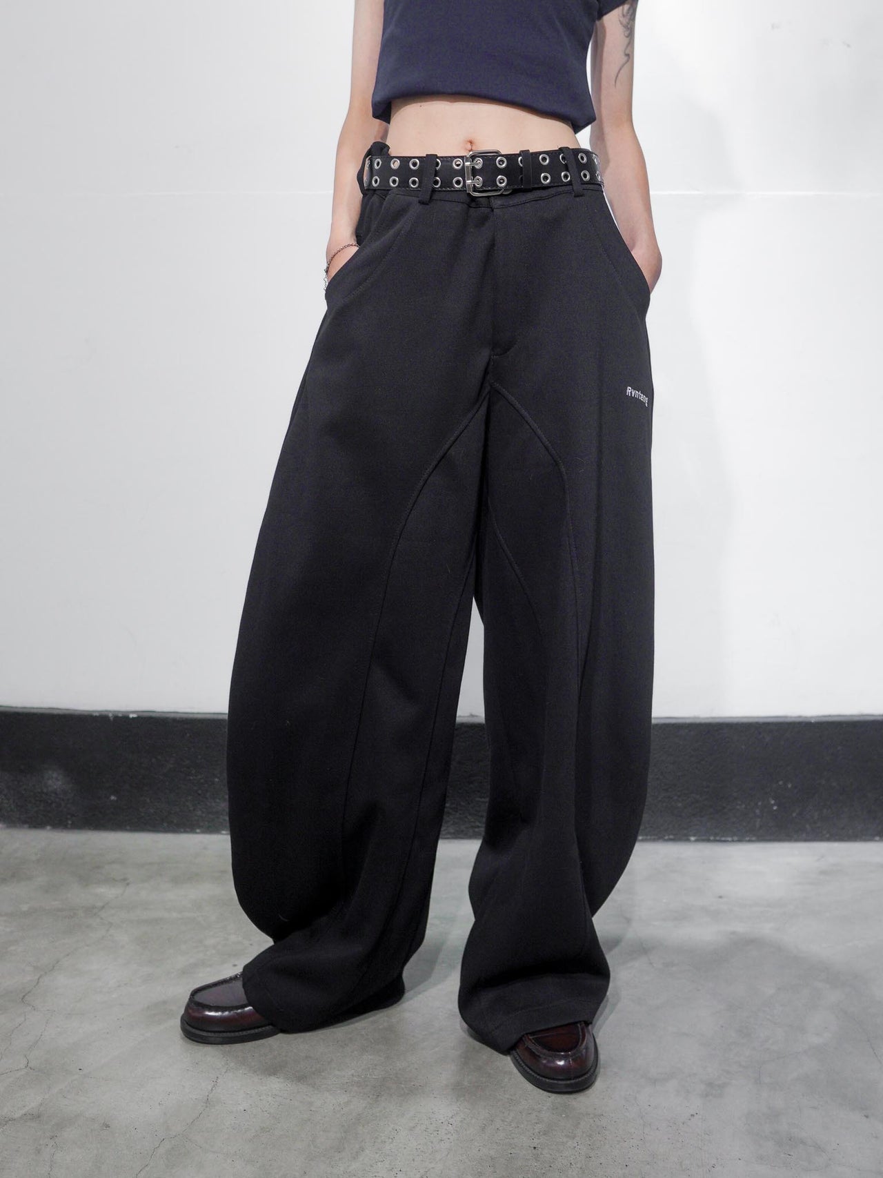 美式復古廓形彎刀運動寬鬆褲