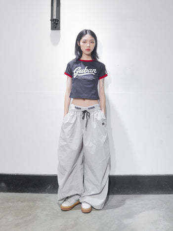 “MADE 𝗚𝘂𝗯𝗮𝗻 " 尼龍 透氣 寬鬆 街舞 鬆緊 傘兵 長褲