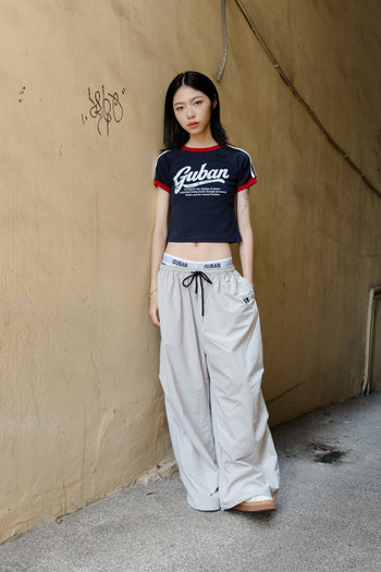 “MADE 𝗚𝘂𝗯𝗮𝗻 " 美式 條紋 撞色 修身 原創 短板 240G 上衣