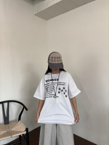 街頭 復古 星星 寬鬆 休閒 短袖