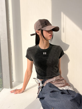 “MADE 𝗚𝘂𝗯𝗮𝗻 " 水洗  正肩 短袖 辣妹 235G 短板 T恤