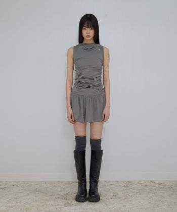 FLARE UP - Hooded High Neck Dress 連帽高領連身裙 P-F214 (灰色)