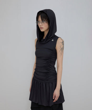 FLARE UP - Hooded High Neck Dress 連帽高領連身裙 P-F214 (黑色)
