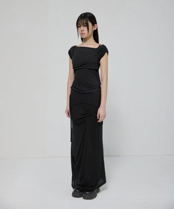 FLARE UP - Layered Bustier T-Shirt 疊層胸衣T卹 T-F1090 (黑色)