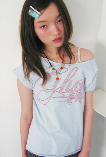 NICEGHOSTCLUB - ghost raw edge tee [藍色] T-N1037