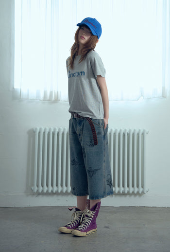NICEGHOSTCLUB -BIG WIDE BERMUDA DOODLE DENIM PANTS 塗鴉短褲 [藍色] P-N156