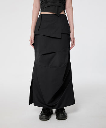 FLARE UP - Drape Layered Maxi Skirt 垂褶層疊長裙 P-F212