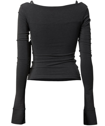 FLARE UP - Layered Bustier Long Sleeve 多層胸衣長袖 T-F1099 (黑色)