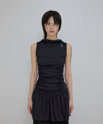 FLARE UP - Hooded High Neck Dress 連帽高領連身裙 P-F214 (黑色)