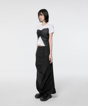 FLARE UP - Drape Layered Maxi Skirt 垂褶層疊長裙 P-F212