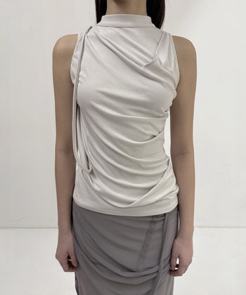 FLARE UP - Draped Sleeveless Top 垂褶無袖上衣 T-F1097 (白色)