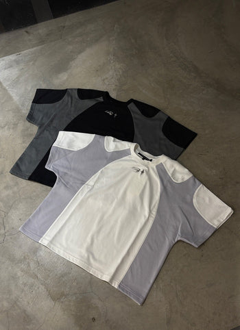 E’TREALOUEST 25SS Layered Mesh Boxy 拼接 網眼 白色 短袖