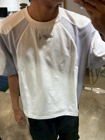 E’TREALOUEST 25SS Layered Mesh Boxy 拼接 網眼 白色 短袖