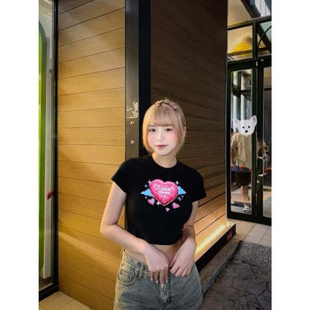 SIMON PUNK Project-SS25-H01 數位 愛心 雲朵 女生 短版 TEE