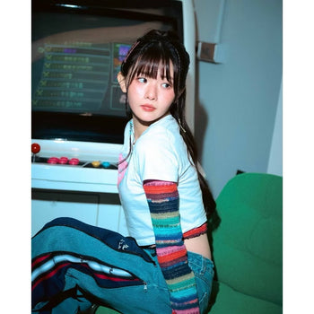 SIMON PUNK Project-SS25-H01 數位 愛心 雲朵 女生 短版 TEE