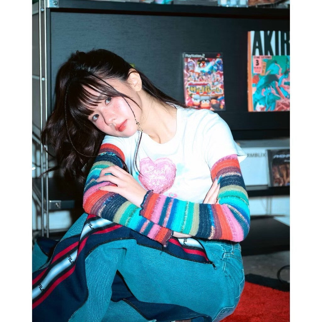 SIMON PUNK Project-SS25-H01 數位 愛心 雲朵 女生 短版 TEE