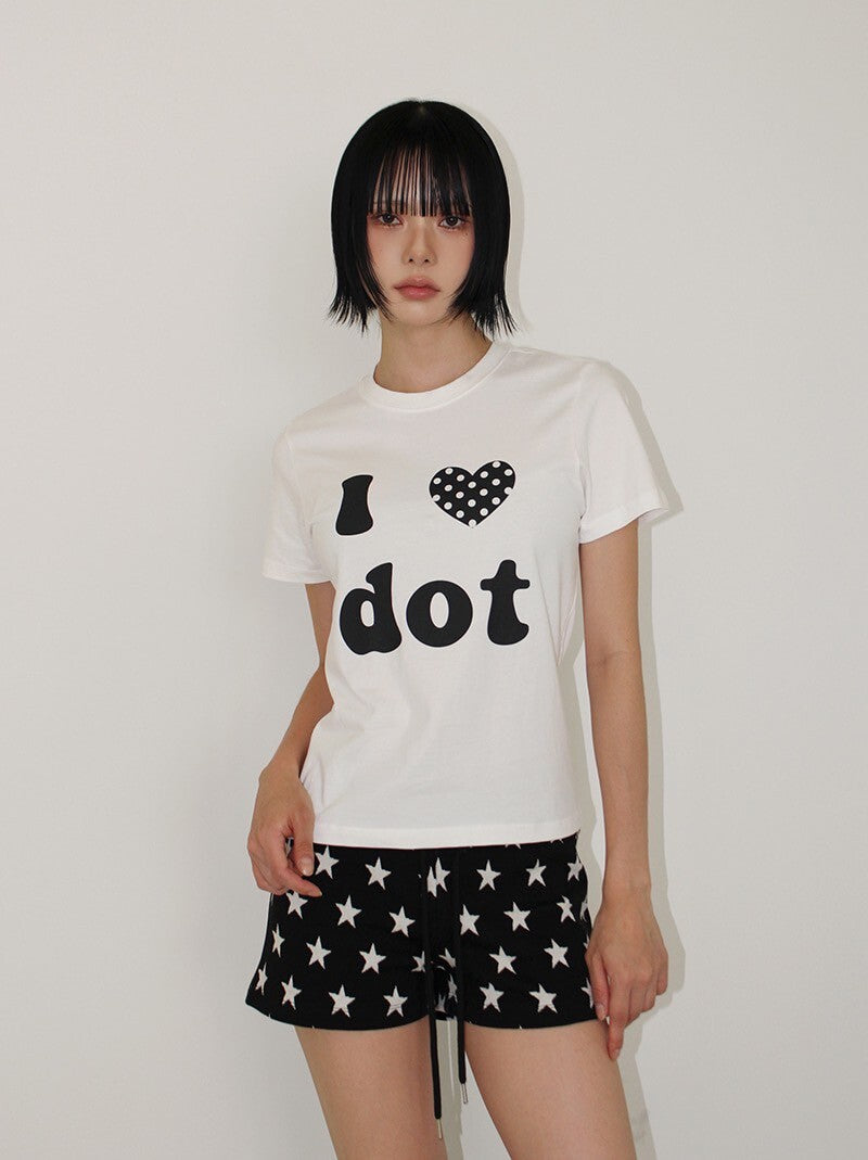 短款 印花 休閒 日常 DOT 短袖