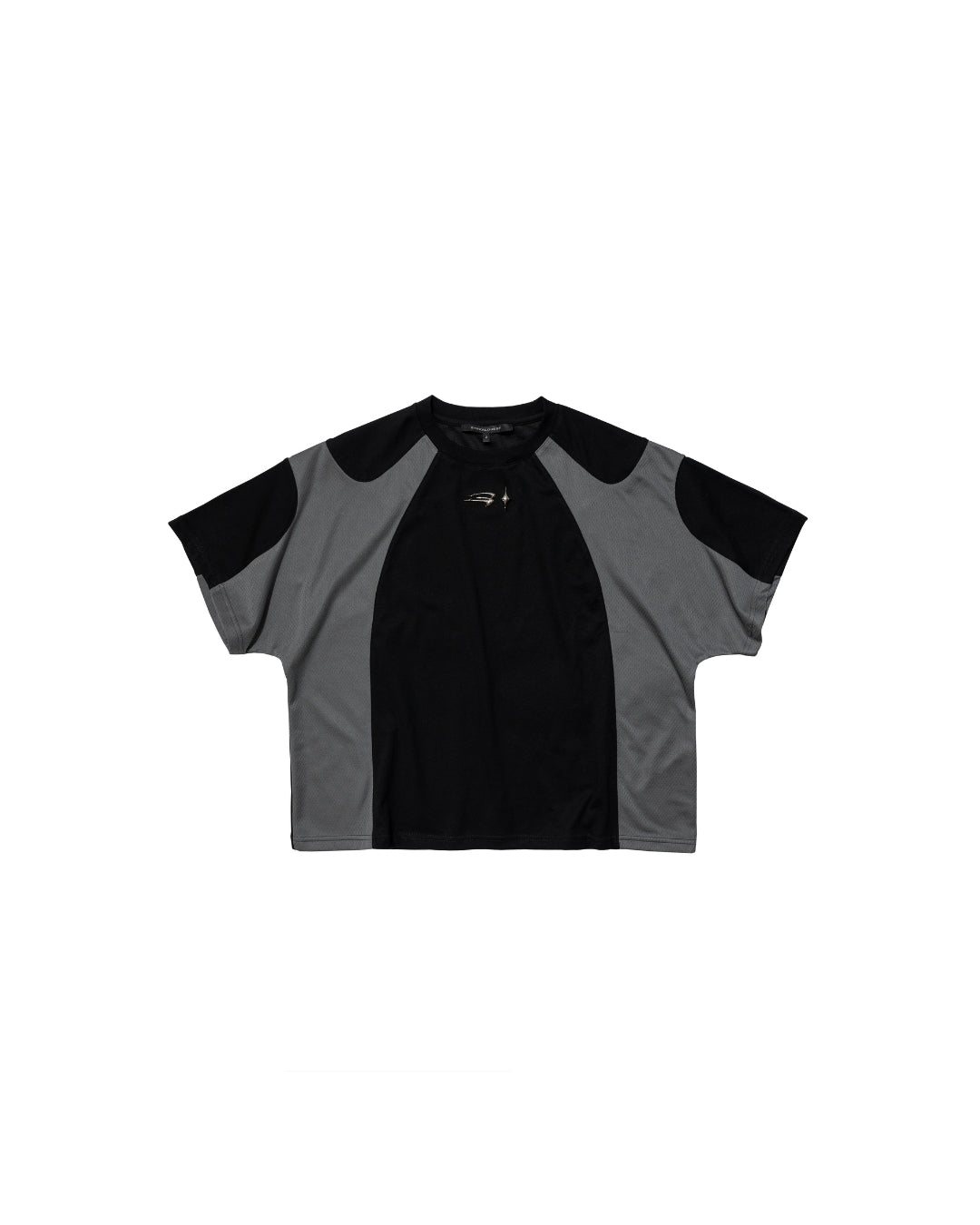 E’TREALOUEST 25SS Layered Mesh Boxy 拼接 網眼 黑色短袖