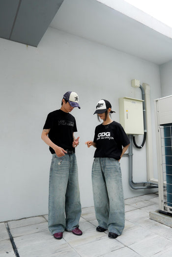 “MADE 𝗚𝘂𝗯𝗮𝗻 " 寬鬆 刷破 做舊 竹節 牛仔褲