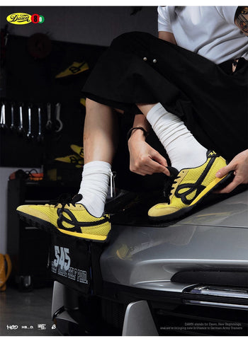 WeFlower HBDxS45 流電黃 復古 運動  網面 德訓鞋