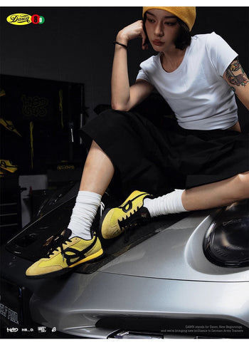 WeFlower HBDxS45 流電黃 復古 運動  網面 德訓鞋