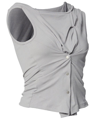 FLARE UP - Asymmetric Snap Hoodie 不對稱按扣連帽衫 T-F1096 (灰色)