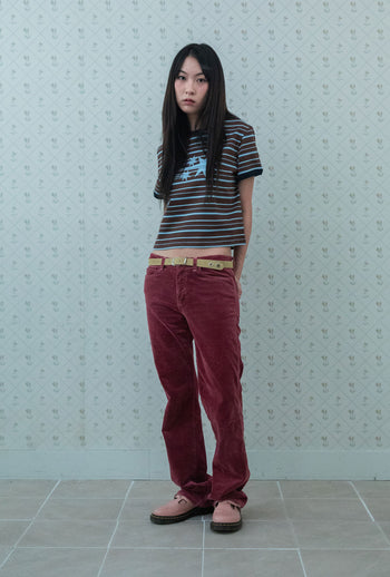 NICEGHOSTCLUB - STRIPE 3STAR BASIC RINGER TEE 條紋滾邊T恤 [棕色] T-N224