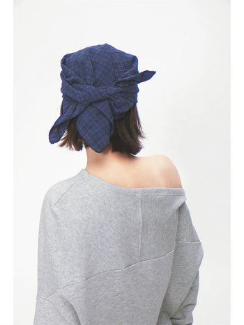 復古 美式 格紋 綁帶 方巾 棒球帽