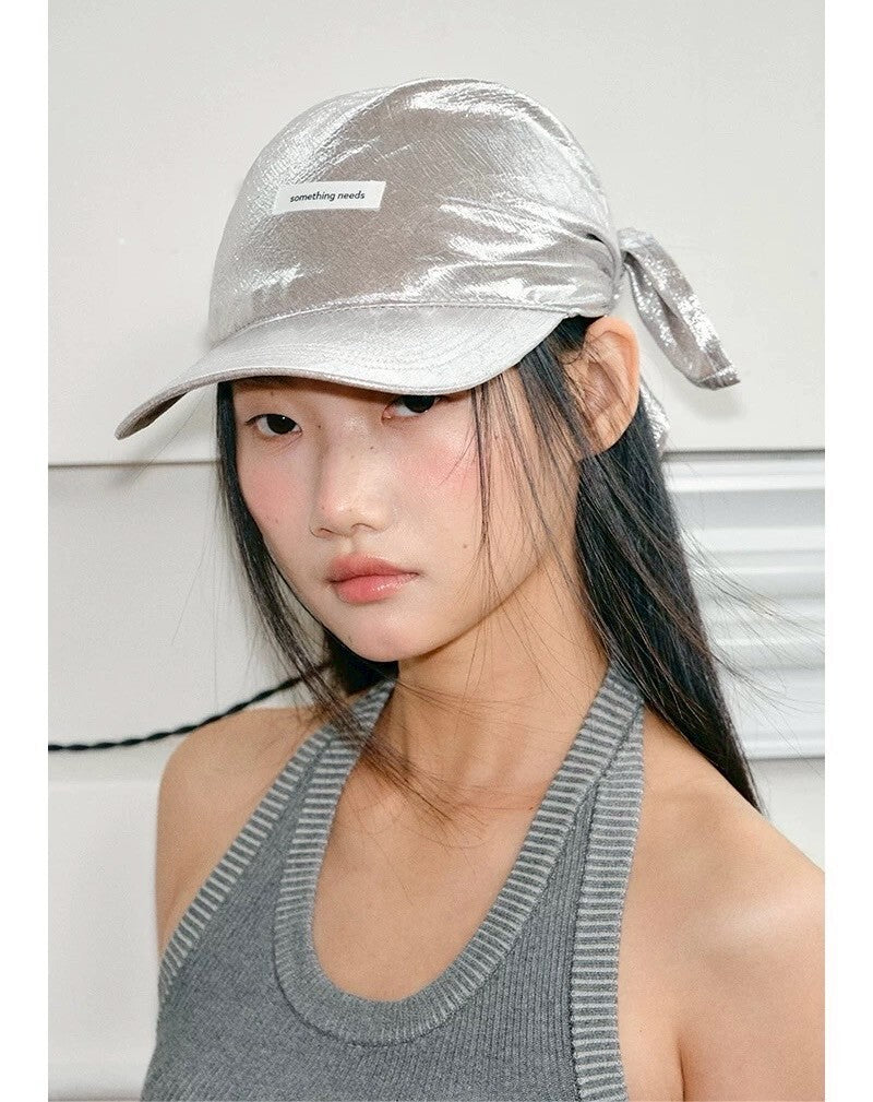 時髦 液態銀 綁帶 休閒 頭巾 棒球帽 鴨舌帽