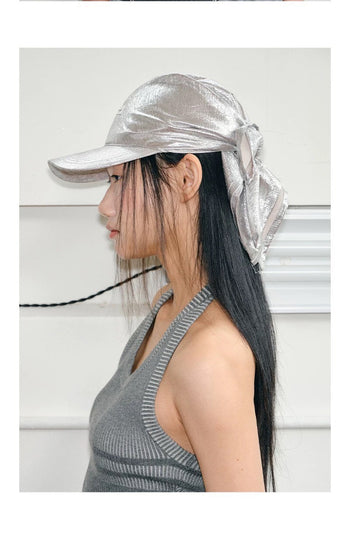 時髦 液態銀 綁帶 休閒 頭巾 棒球帽 鴨舌帽