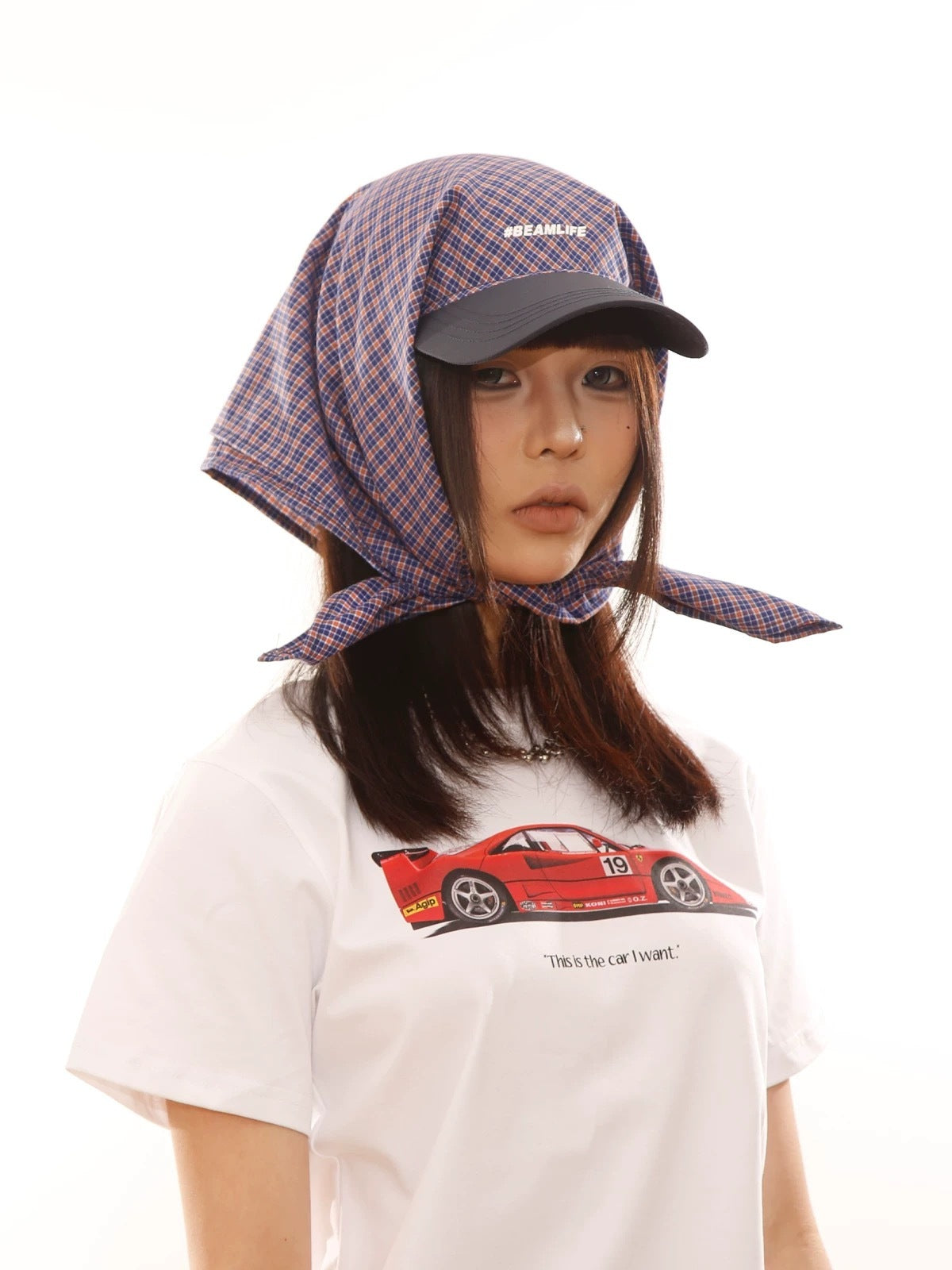 格子綁帶速乾戶外字母鴨舌帽