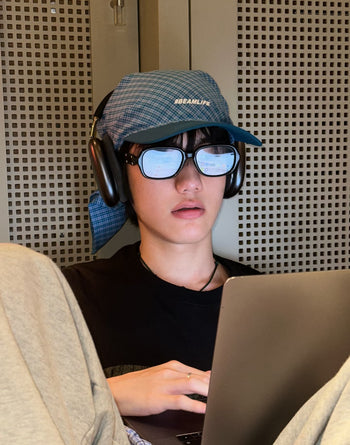 格子綁帶速乾戶外字母鴨舌帽