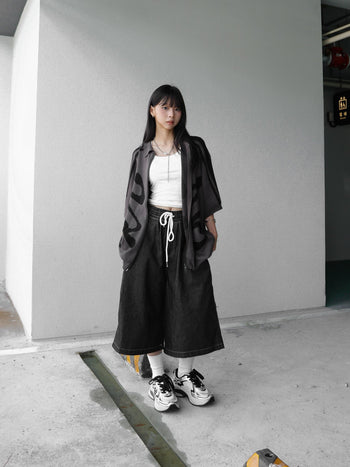 正韓 寬鬆 鬆緊 百慕達 可愛 星星 牛仔 短褲