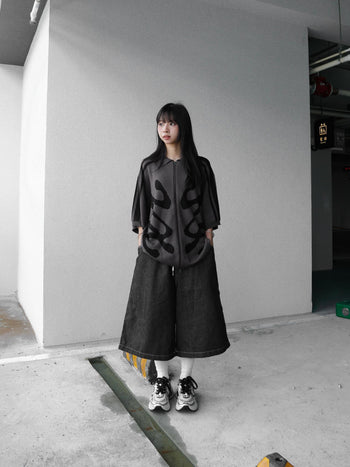 正韓 寬鬆 鬆緊 百慕達 可愛 星星 牛仔 短褲