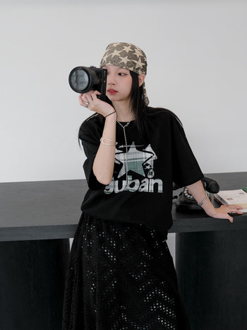 “MADE 𝗚𝘂𝗯𝗮𝗻 " 原創 GUBAN 星星 街舞 260G 印花 短袖 T恤