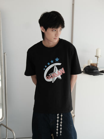 “MADE 𝗚𝘂𝗯𝗮𝗻 " 街舞 原創 美式 復古 星星 260G 印花 短袖 T恤