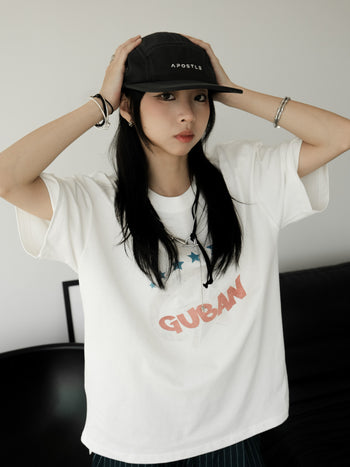 “MADE 𝗚𝘂𝗯𝗮𝗻 " 街舞 原創 美式 復古 星星 260G 印花 短袖 T恤