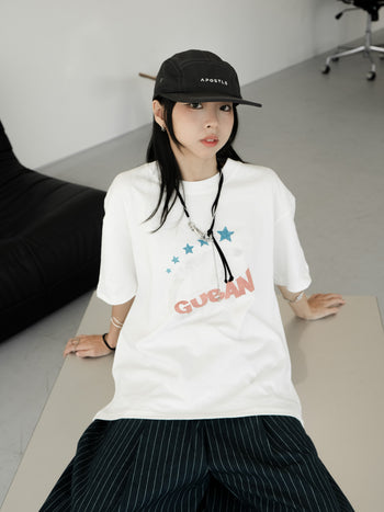 “MADE 𝗚𝘂𝗯𝗮𝗻 " 街舞 原創 美式 復古 星星 260G 印花 短袖 T恤