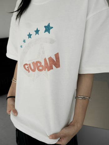 “MADE 𝗚𝘂𝗯𝗮𝗻 " 街舞 原創 美式 復古 星星 260G 印花 短袖 T恤