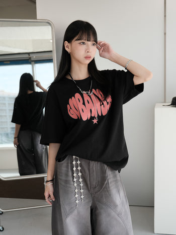 “MADE 𝗚𝘂𝗯𝗮𝗻 " 街舞 原創 美式 復古 星星 260G 印花 短袖 T恤