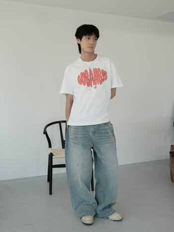 “MADE 𝗚𝘂𝗯𝗮𝗻 " 街舞 原創 美式 復古 星星 260G 印花 短袖 T恤