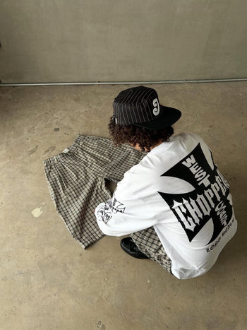 2D2idiots.labe - Plaid Pleated Jorts 格紋打摺七分褲